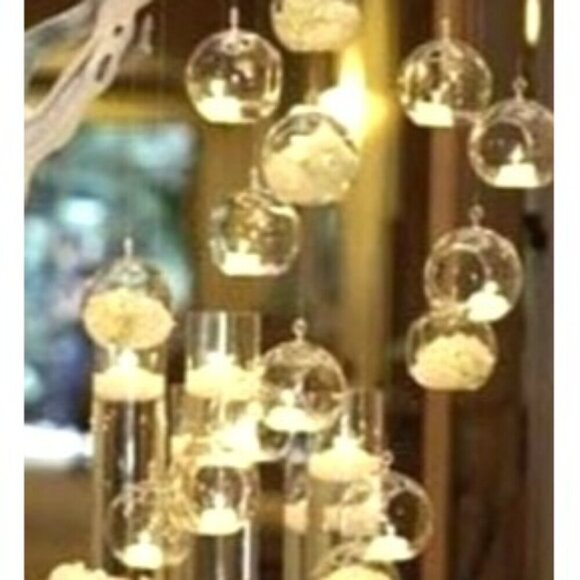 Clear Glass Hanging Ball, Orbs, Ornaments With Jute Twine For Decor Set Of 3 - Picture 11 of 12
